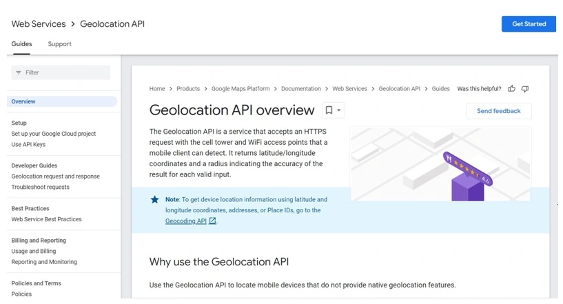 What is the Google Geolocation API